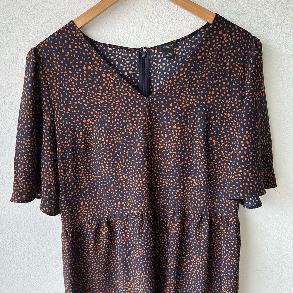 💃🏼 Ann Taylor Flutter Sleeve Fit and Flare Dot Dress